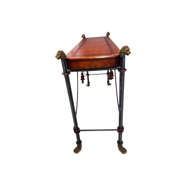 Egyptian Revival Neoclassical -Style Leather Top Console table by Maitland Smith
