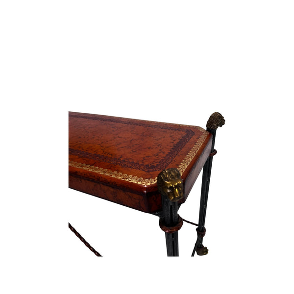 Egyptian Revival Neoclassical -Style Leather Top Console table by Maitland Smith