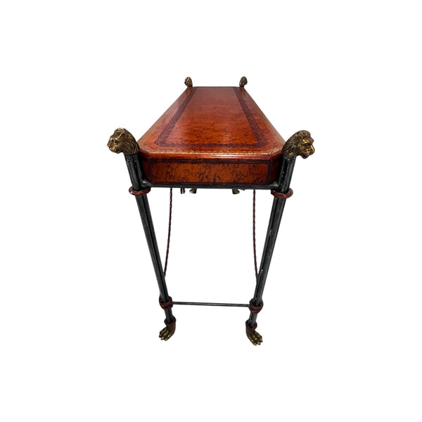 Egyptian Revival Neoclassical -Style Leather Top Console table by Maitland Smith