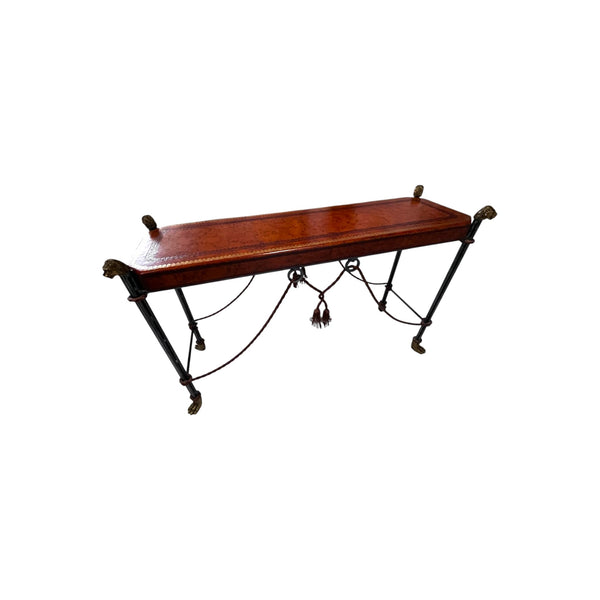Egyptian Revival Neoclassical -Style Leather Top Console table by Maitland Smith