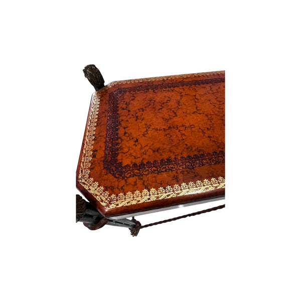 Egyptian Revival Neoclassical -Style Leather Top Console table by Maitland Smith