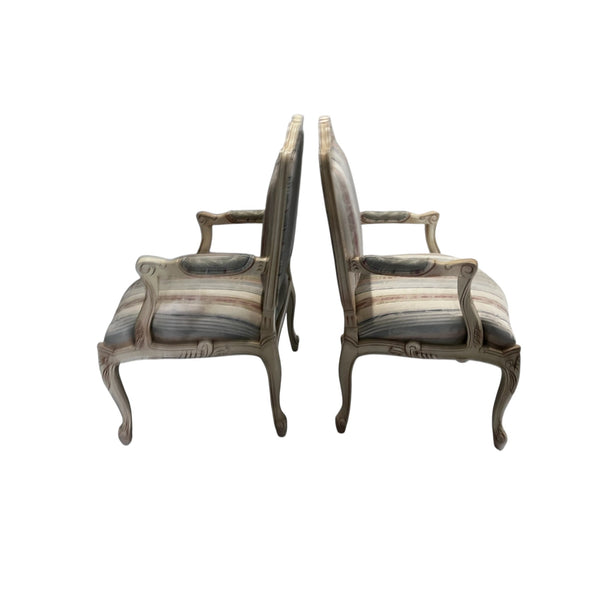 Thomasville French Provincial Louis XV Style Carved Armchairs