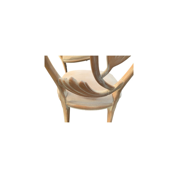 Lime Wash Lotus Floral Carved Dining chairs set In the Manner of Phyllis Morris