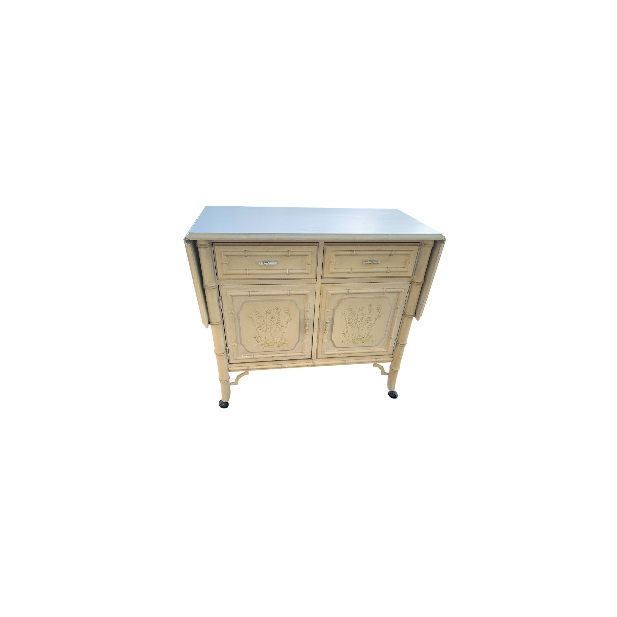 Vintage Dixie Aloha Faux Bamboo Pop-up Server bar cabinet #2