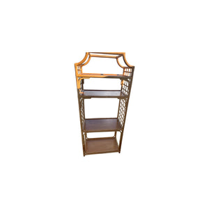 Vintage Bamboo Rattan Pagoda Top Etagere Shelf Chinoiserie SHIPPING NOT INCLUDED