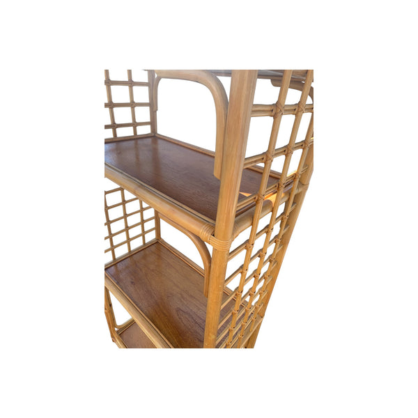 Vintage Bamboo Rattan Pagoda Top Etagere Shelf Chinoiserie SHIPPING NOT INCLUDED