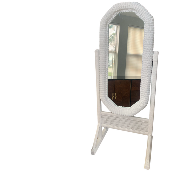 Full length Wicker Dressing Standing Mirror Standing white