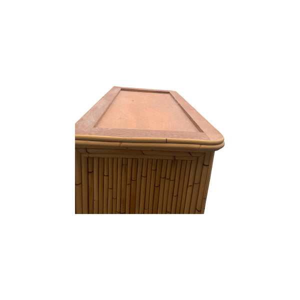 Vintage Split Reed Bamboo Coastal Cabinet