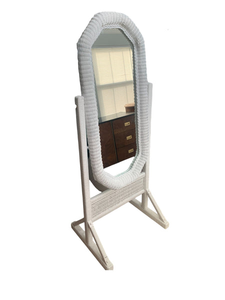 Full length Wicker Dressing Standing Mirror Standing white