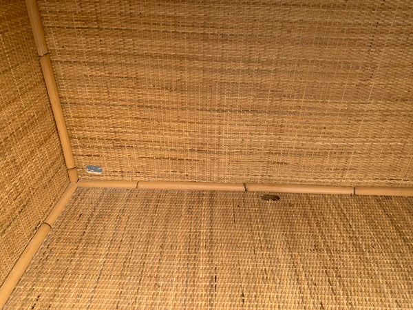 Vintage Split Reed Bamboo Coastal Cabinet
