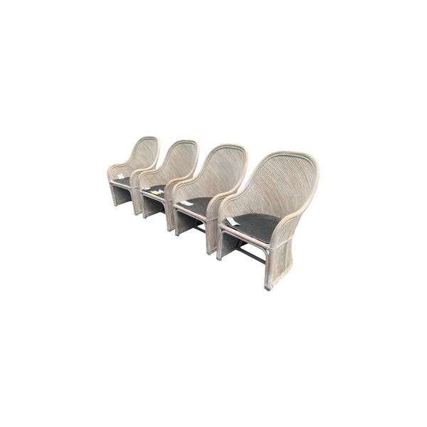 Henry Link Sculptural Split Reed Dining Set Chairs Rattan Barrel Crespi Style Glass 47.5"