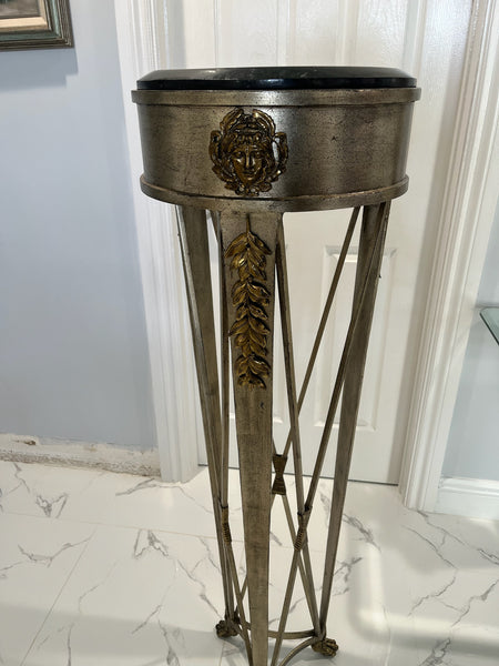 Maitland Smith French Directoire Style Silver Leaf and Bronze Tall Pedestal