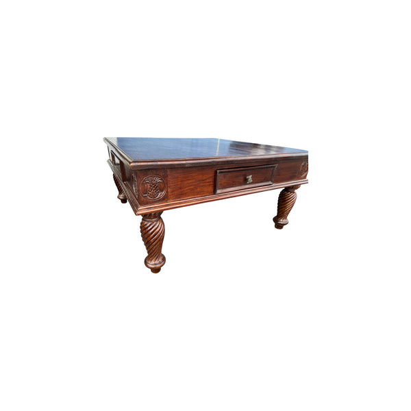 Vintage Tommy Bahama Style wooden coffee/end tables set with pineapple accents.