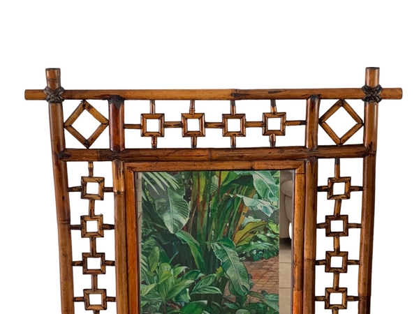 Burnt Bamboo Mirror Geometrical Patterned