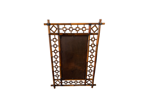 Burnt Bamboo Mirror Geometrical Patterned