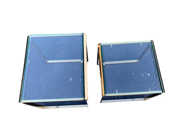 Mid-Century Brass & Glass Nesting Tables - A Pair