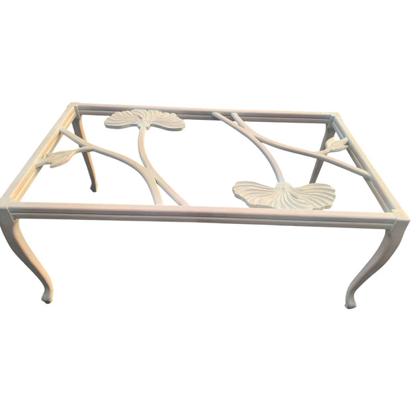 Lime Wash Lotus Floral Carved Dining set In the Manner of Phyllis Morris