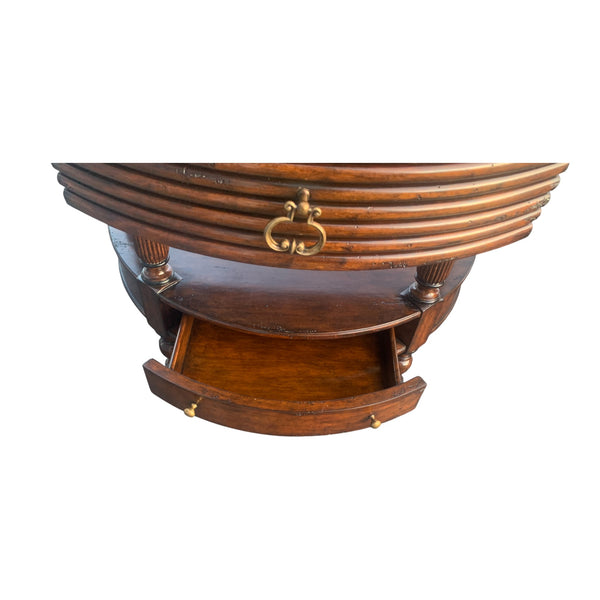 Pair of Marge Carson Demilune Side Tables / nightstands marble top