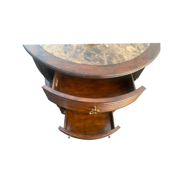 Pair of Marge Carson Demilune Side Tables / nightstands marble top