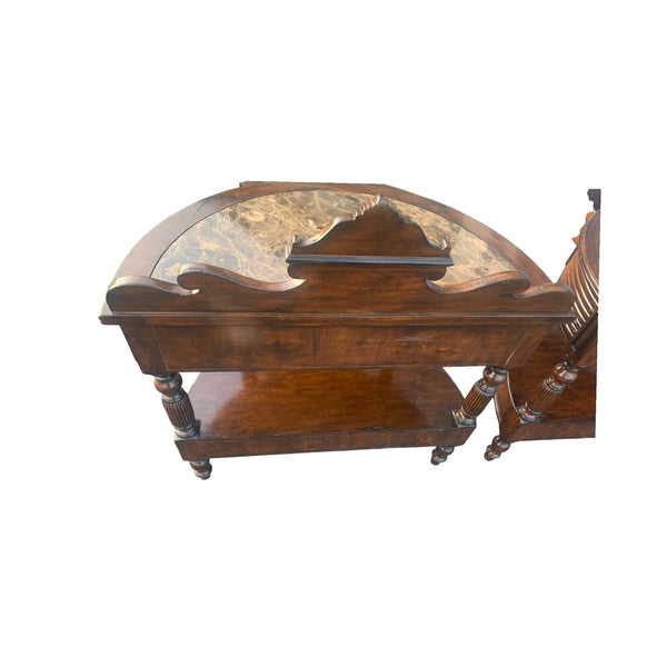 Pair of Marge Carson Demilune Side Tables / nightstands marble top