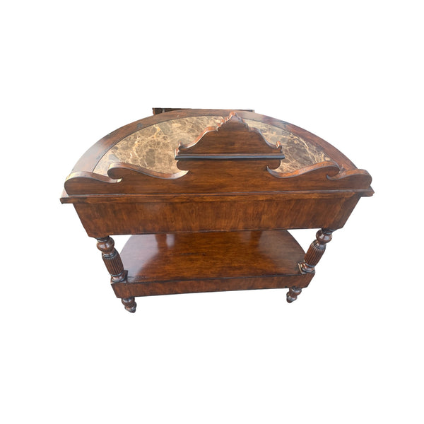 Pair of Marge Carson Demilune Side Tables / nightstands marble top