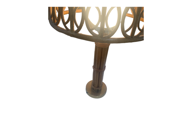 Bent bamboo globe table lamp with metal brass plated base