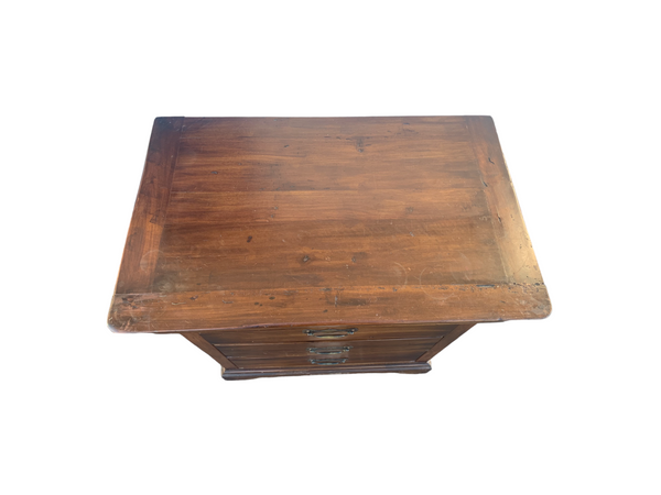 Wooden rustic rough look 3 drawers nightstand