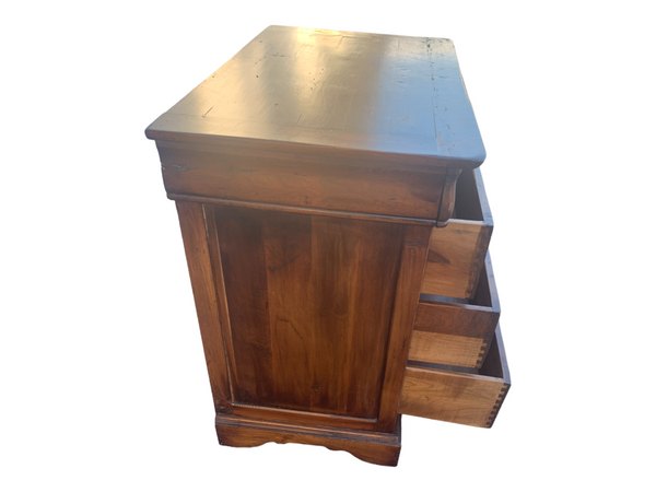 Wooden rustic rough look 3 drawers nightstand