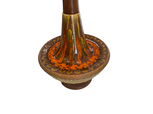 MCM Ceramic and Wood Drip Glaze Lava Lamp