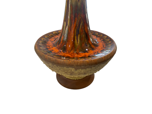 MCM Ceramic and Wood Drip Glaze Lava Lamp