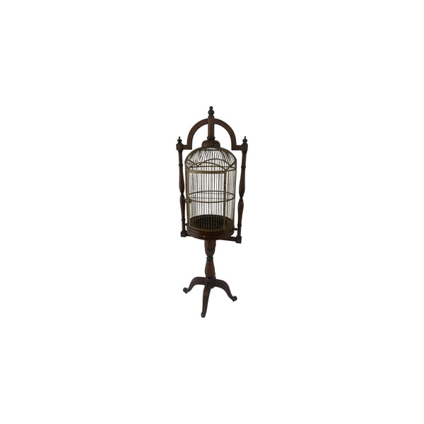 English Campaign Style Hanging Bird Cage H 70.75"