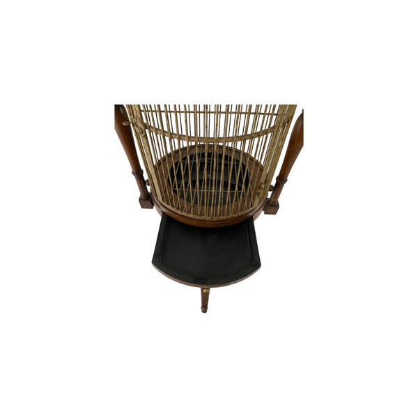 English Campaign Style Hanging Bird Cage H 70.75"