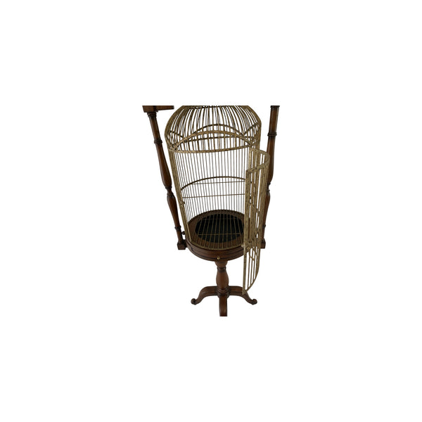 English Campaign Style Hanging Bird Cage H 70.75"