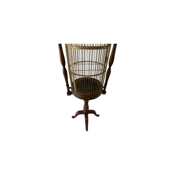 English Campaign Style Hanging Bird Cage H 70.75"
