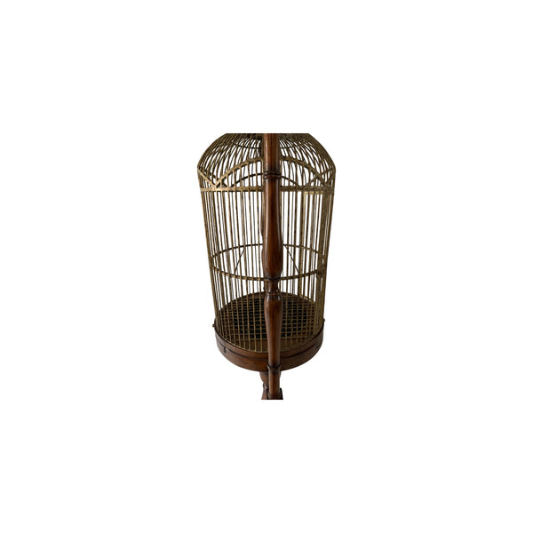 English Campaign Style Hanging Bird Cage H 70.75"
