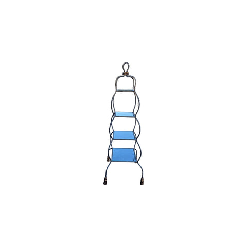Regency Twisted Metal Rope 4 Tier Glass Shelf Etagere with tassels feet 65.5" H,