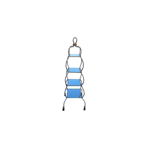Regency Twisted Metal Rope 4 Tier Glass Shelf Etagere with tassels feet 65.5" H,