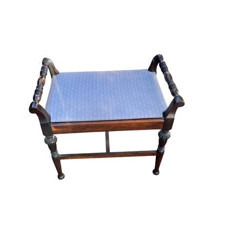 Antique Victorian Hand Carved Upholstered Stool