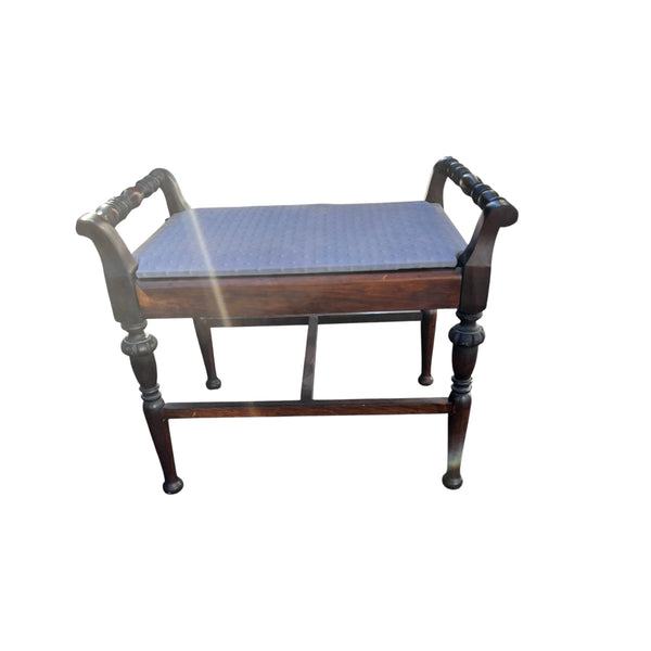 Antique Victorian Hand Carved Upholstered Stool