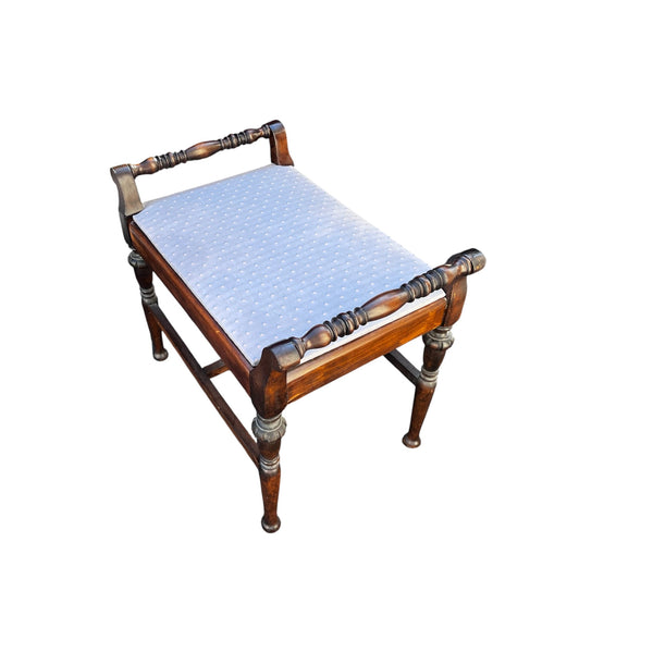 Antique Victorian Hand Carved Upholstered Stool