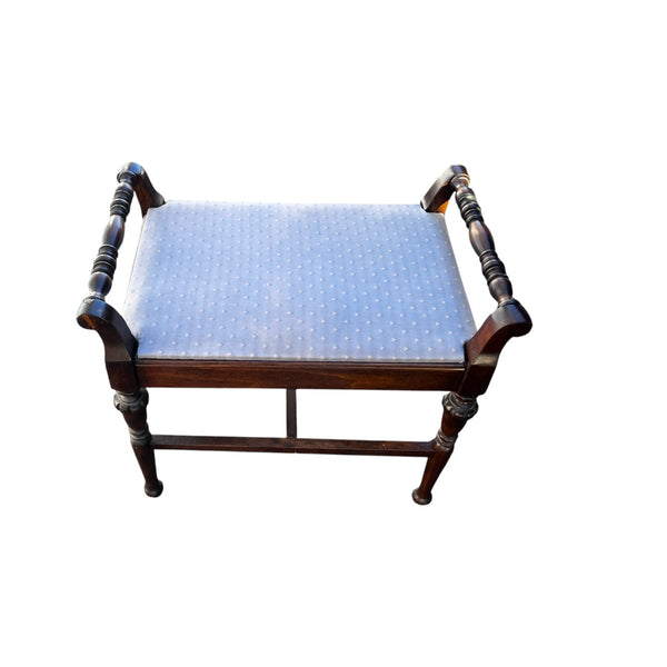 Antique Victorian Hand Carved Upholstered Stool