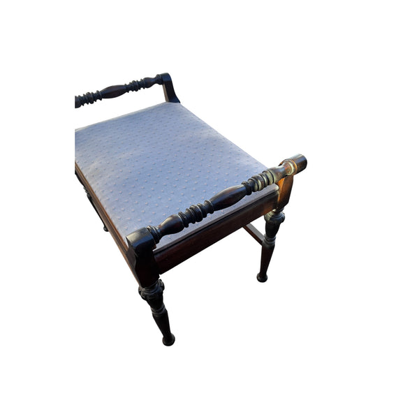 Antique Victorian Hand Carved Upholstered Stool