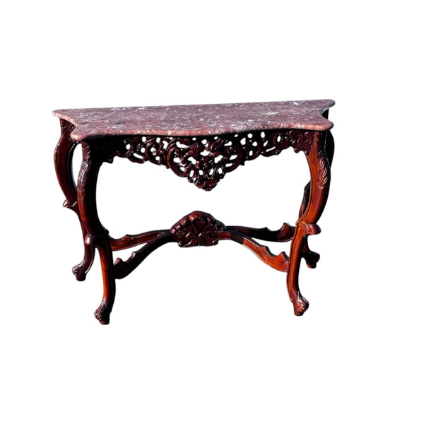Late 20th Century, Rococo Style Carved Wood and Marble Console Table