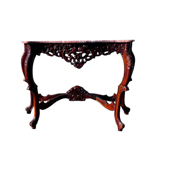 Late 20th Century, Rococo Style Carved Wood and Marble Console Table