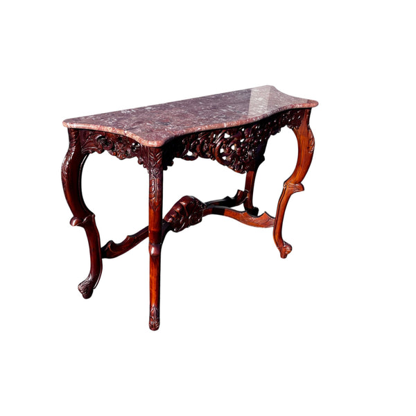 Late 20th Century, Rococo Style Carved Wood and Marble Console Table