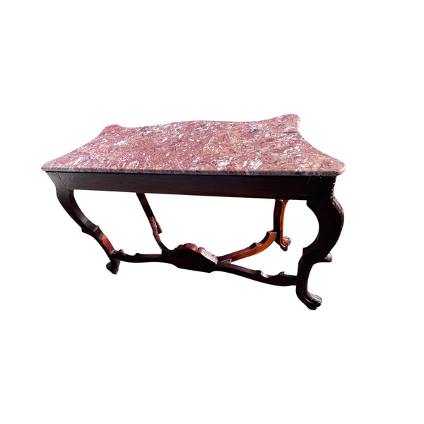 Late 20th Century, Rococo Style Carved Wood and Marble Console Table