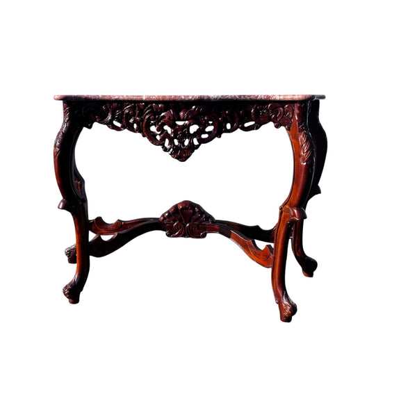 Late 20th Century, Rococo Style Carved Wood and Marble Console Table