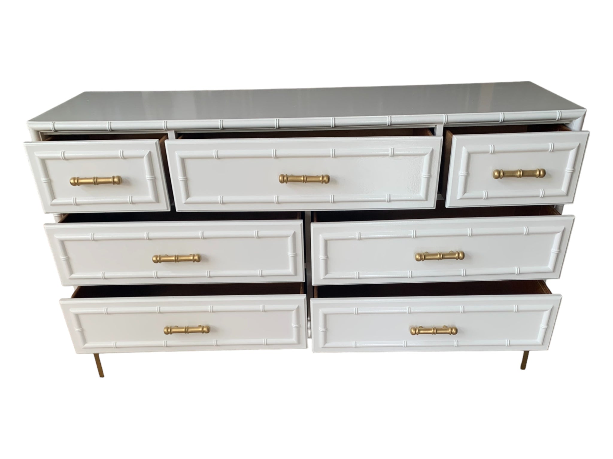 white bamboo dresser Vintage Dixie Aloha Collection Faux Bamboo Dresser with 7 Drawers Glos – DEG Furniture Designs
