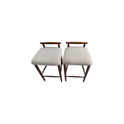 Pair of West Elm Framework Upholstered Counter Stools