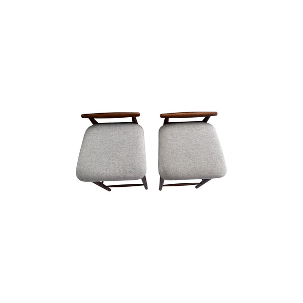 Pair of West Elm Framework Upholstered Counter Stools